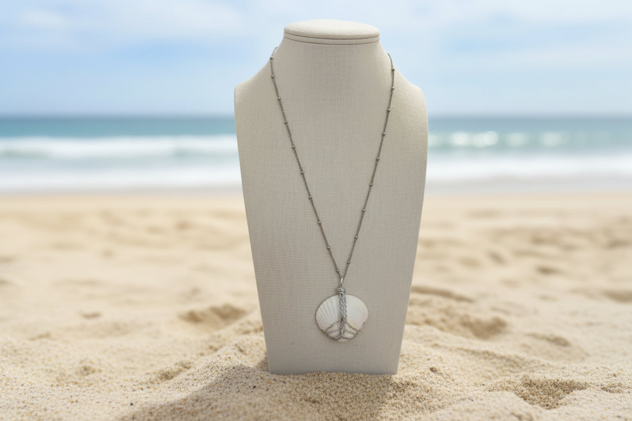 Silver Tide Scallop Necklace