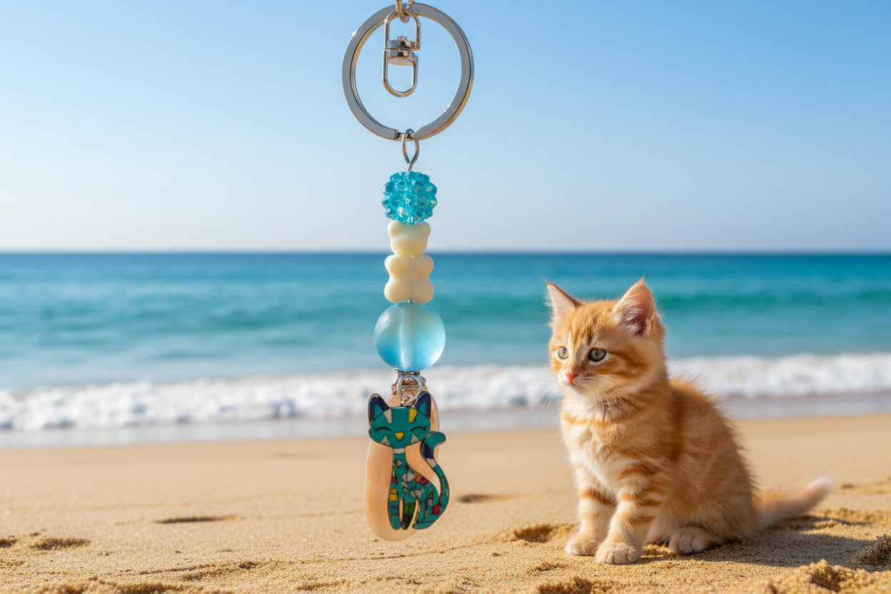 Blushing Kitty Charm Keychain