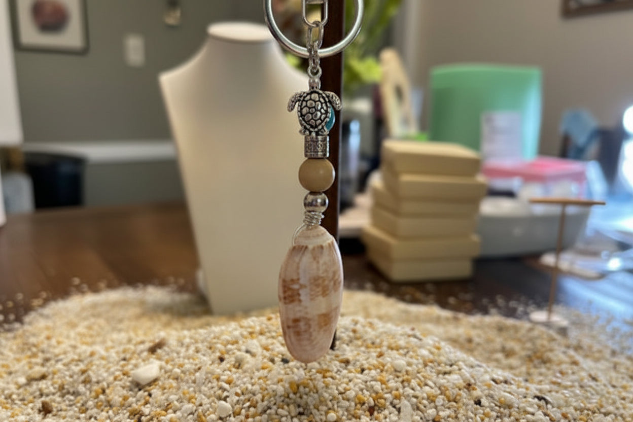 Tidepool Treasures - Lettered Olive Shell Keychain