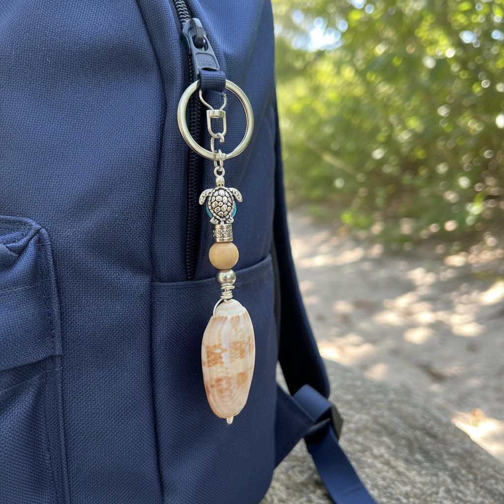 Tidepool Treasures - Lettered Olive Shell Keychain