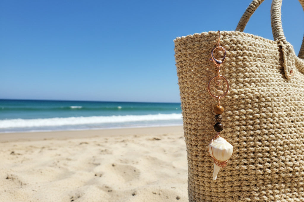 Coastal Charm - Lightning Whelk Shell Keychain