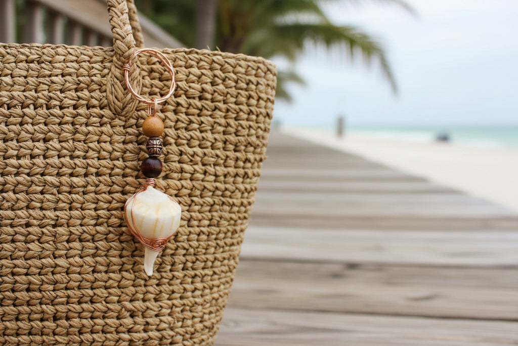 Coastal Charm - Lightning Whelk Shell Keychain