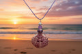 Purple Majesty - Calico Scallop Shell & Purple Bead Necklace
