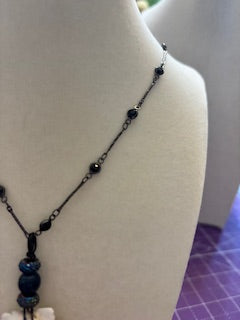 White Tides - White Shell & Black Bead Necklace