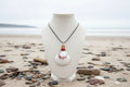 Ruby Shores - White Scallop Shell & Red Bead Necklace