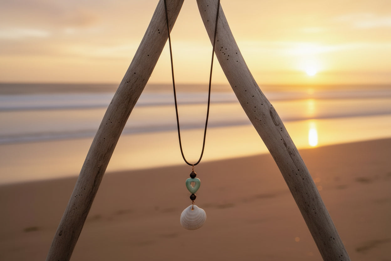 Seashell Elegant Mint Heart Necklace