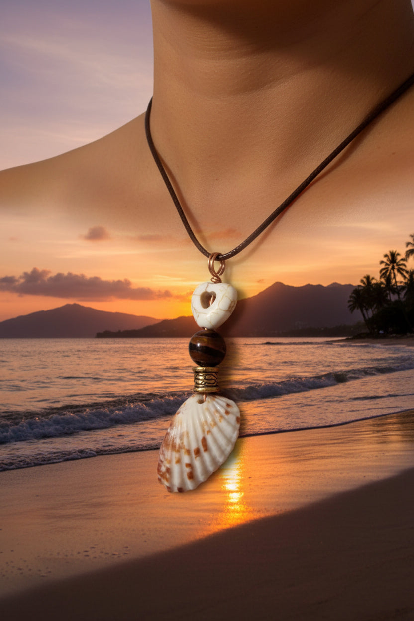 Seashell White Angel Wing Heart Necklace