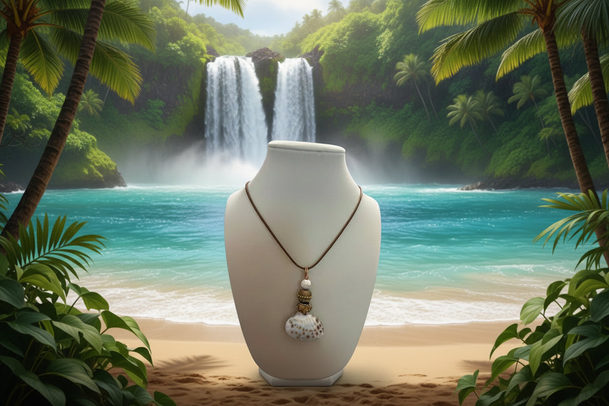 Angel Wing Stunning Shell Gold Accent Necklace