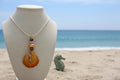 Seahorse Shores - Orange Scallop Shell & Wood Bead Necklace