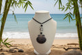 Panda Elegance - Dark Scallop Shell & Spotted Bead Necklace