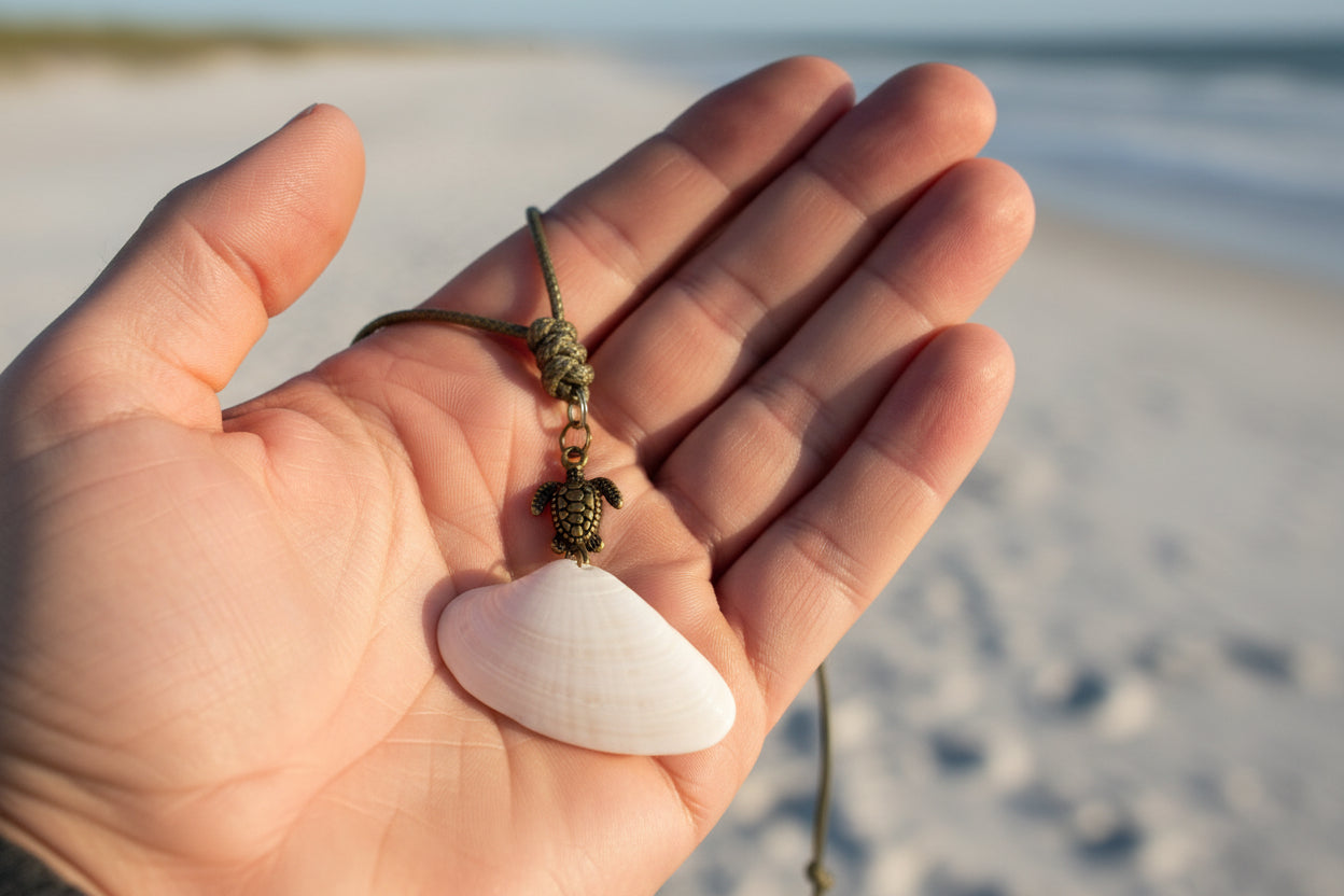 Sunray Elegance - White Shell & Bronze Bead Necklace