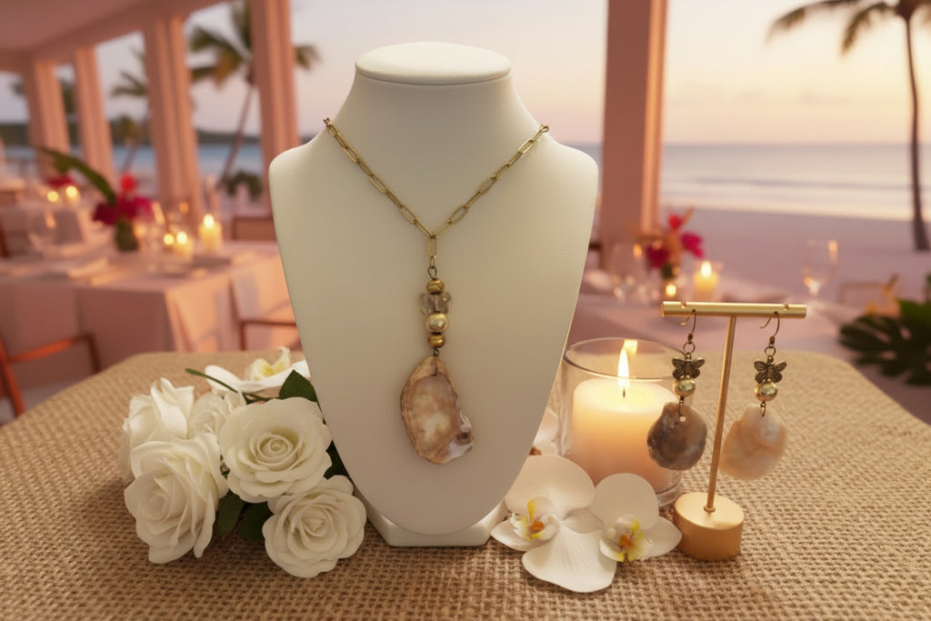 Oyster Shell Gold Chain Jewelry Set