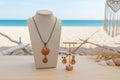 Boho Double Scallop Shell Copper Wire Earring and Necklace Jewelry Set