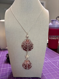 Rose Calico Double Shell Necklace - 925 Silver Chain