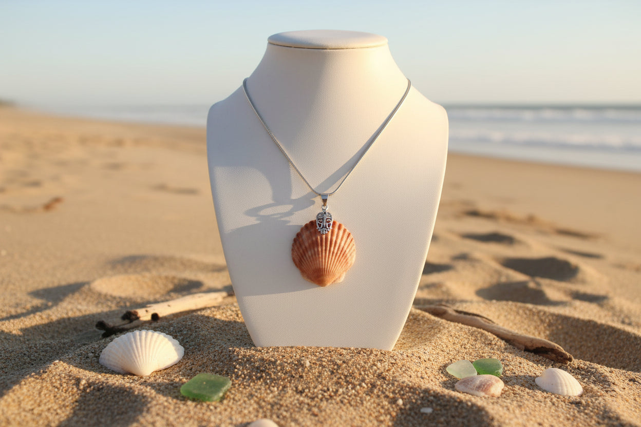 Royal Seashell Scallop Necklace– Handmade Beach Jewelry