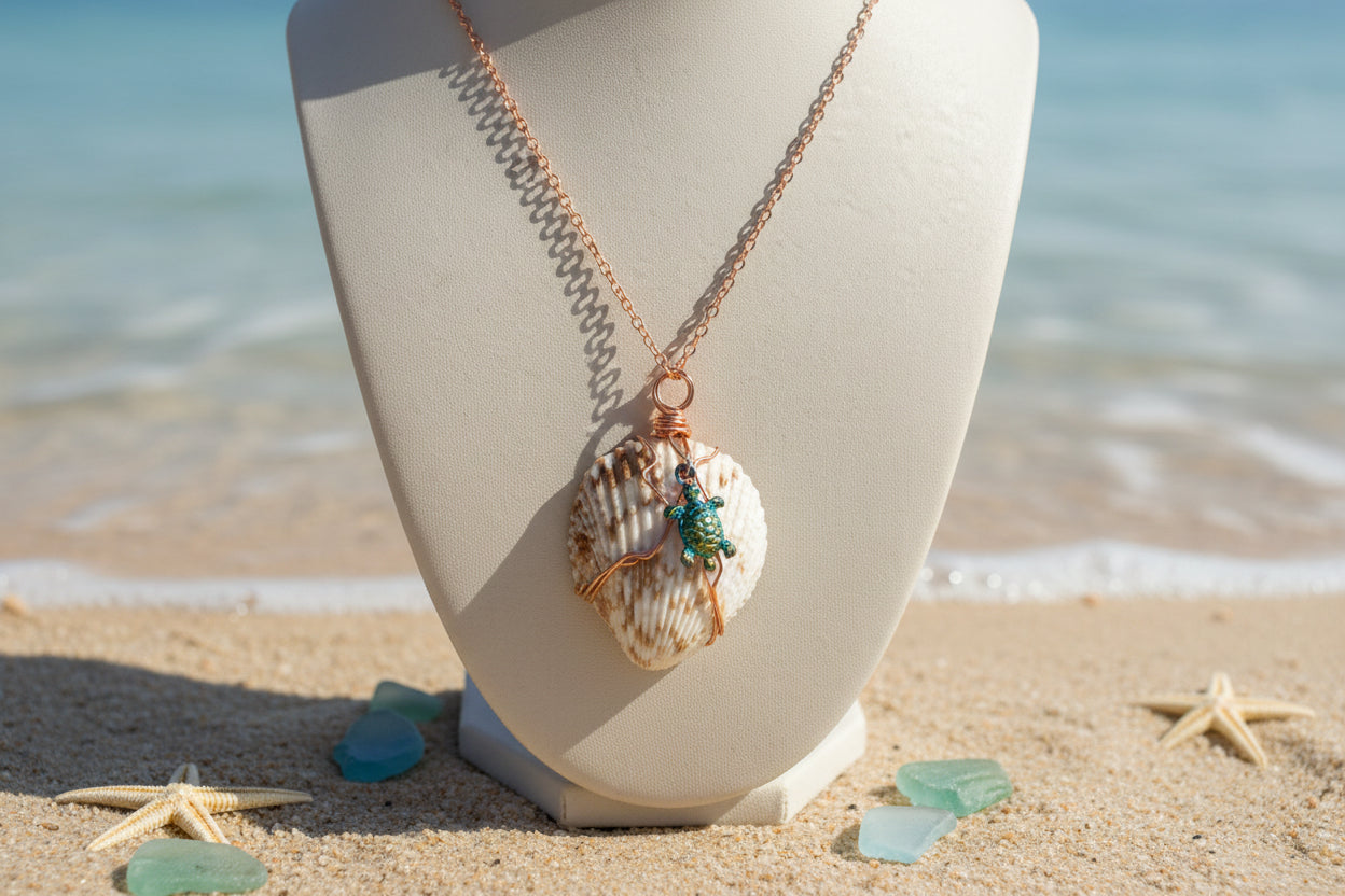 Turquoise Turtle Shell Necklace – Handmade Beach Jewelry