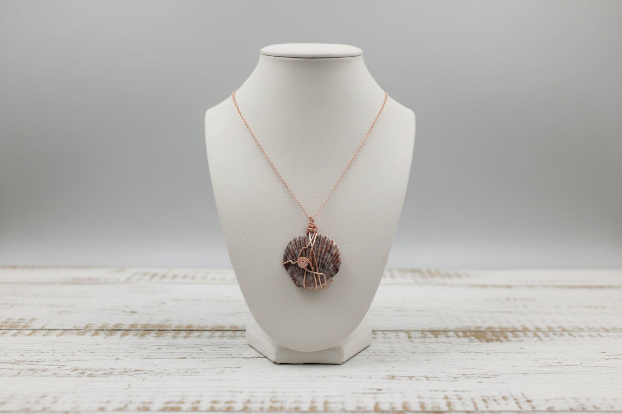 Twilight Depths Scallop Shell Necklace – Handmade Coastal Beach Jewelry