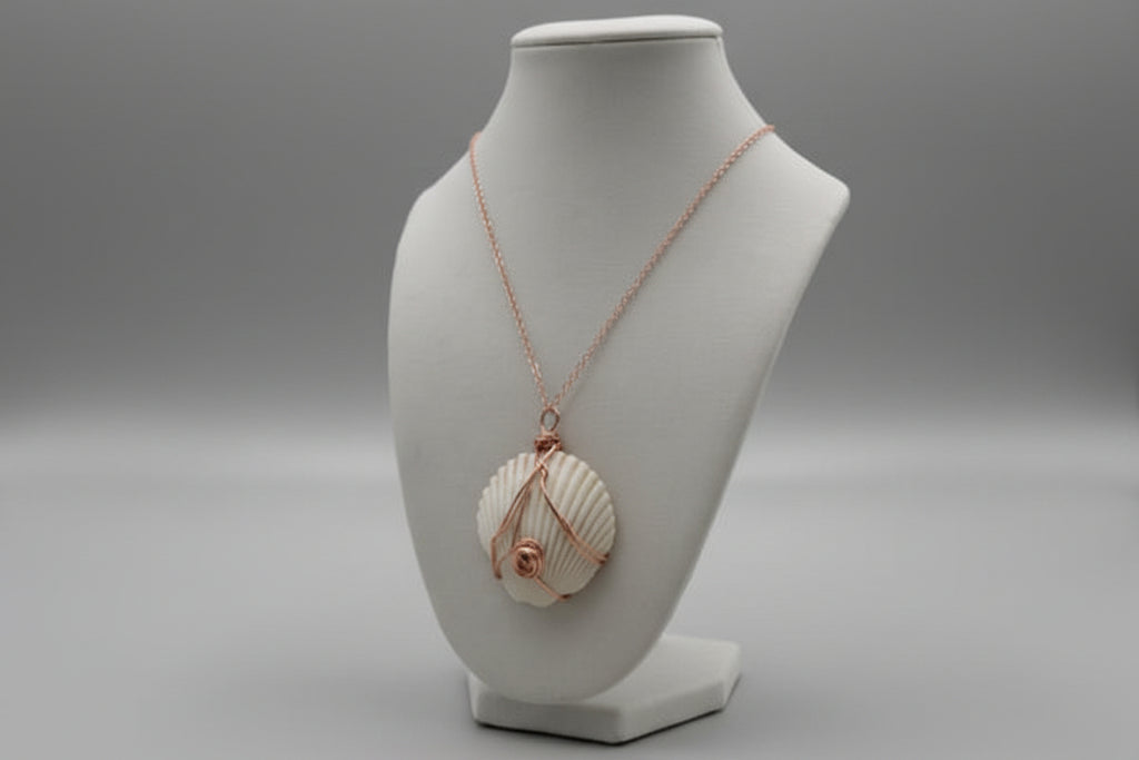 Copper Spiral Scallop Shell Necklace – Handmade Coastal Beach Jewelry