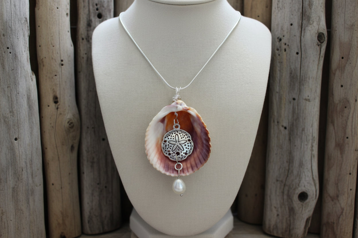 Sand Dollar Passion Shell Necklace – Handmade Beach Jewely