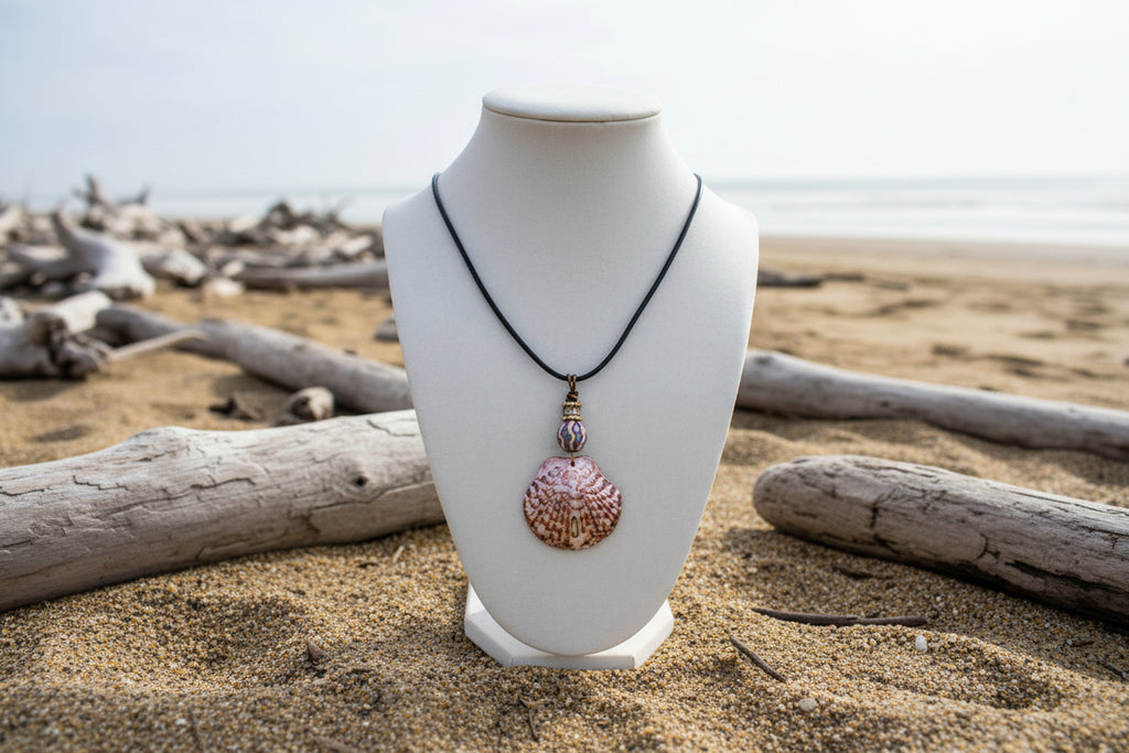 Beach Treasure Scallop Shell Necklace – Handmade Coastal Beach Jewelry