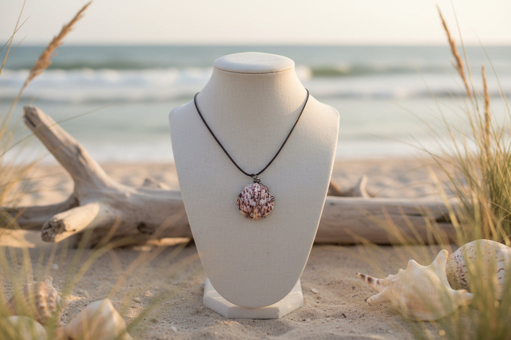 Calaco Scallop Shell Delicate Wire Wrapped Necklace