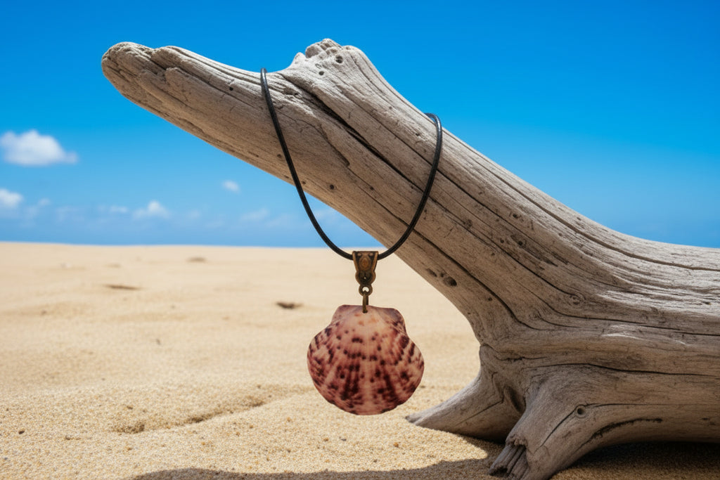 Reign Treasure purple Calaco Scallop Shell Bronze Bail Necklace