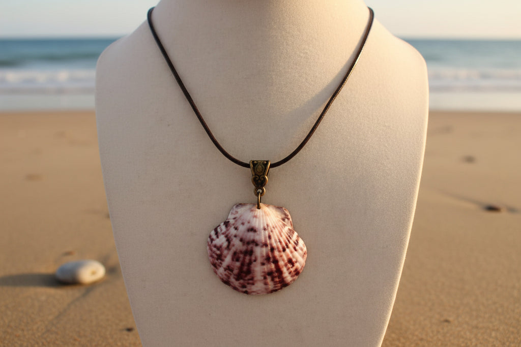 Reign Treasure purple Calaco Scallop Shell Bronze Bail Necklace