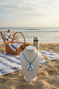 Bold Blue Treasure Scallop Shell Blue Cord Necklace