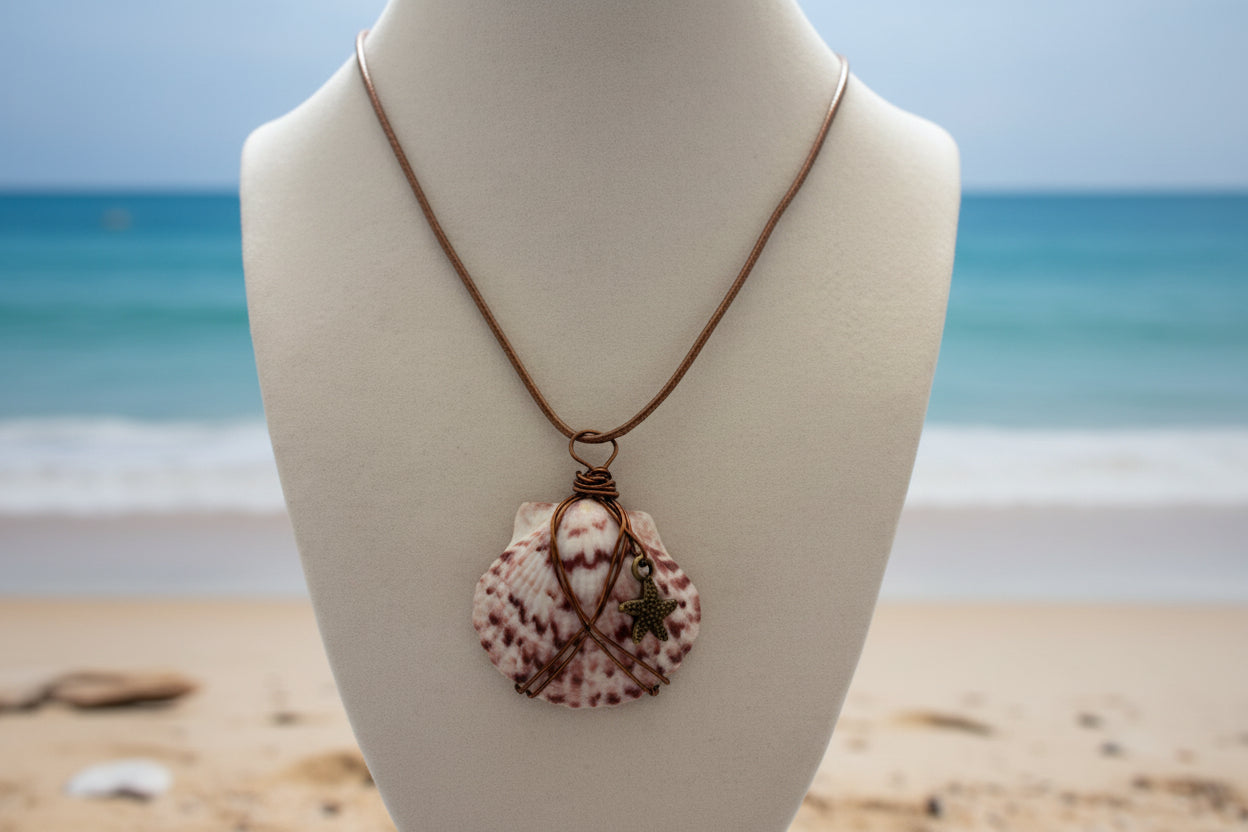 Embraced Purple Calaco Seashell Pendant Necklace