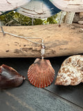 Sundown on the Gulf – Calico Scallop Shell Pendant Necklace