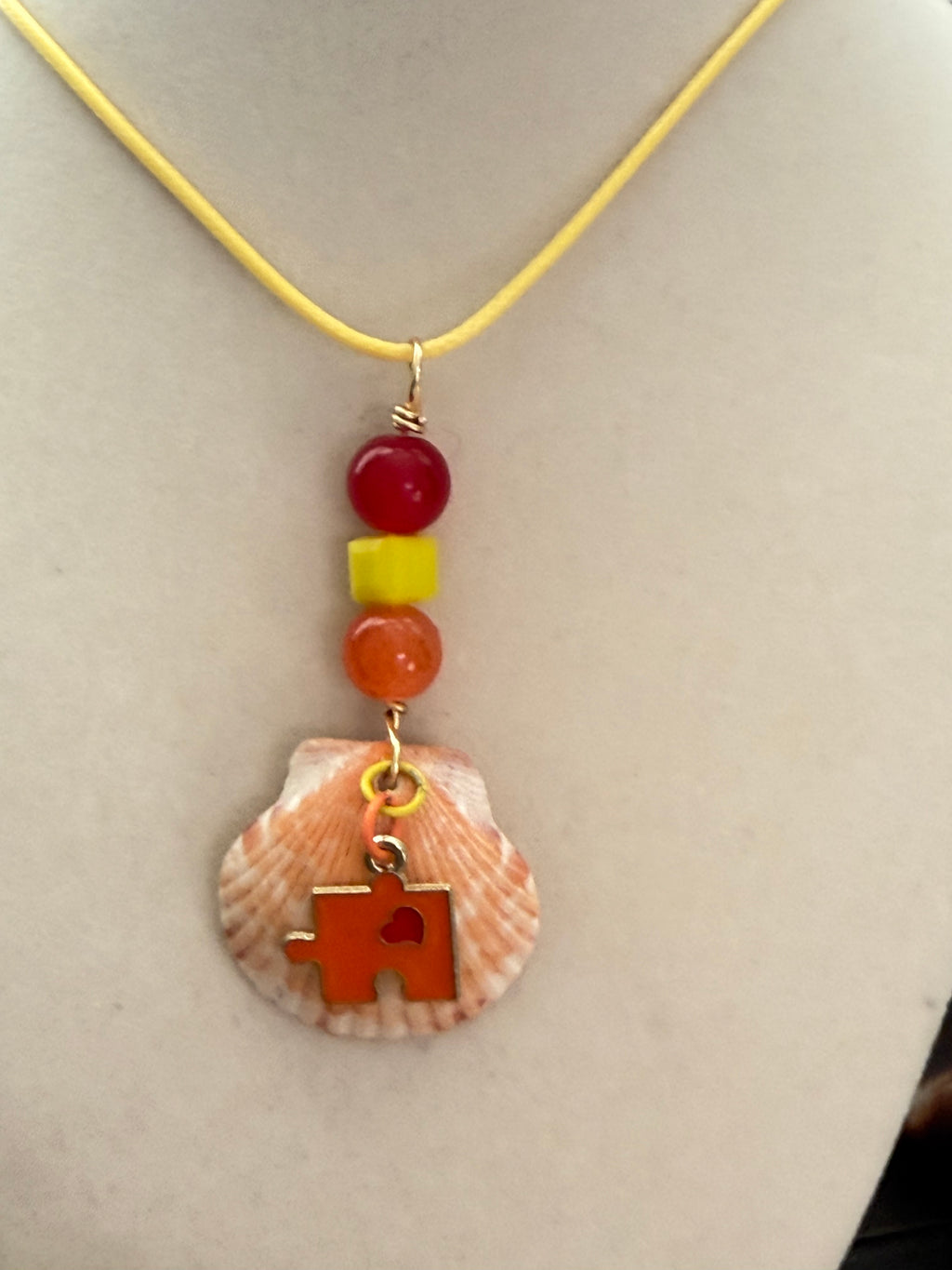 Sunny Spectrum Scallop Puzzle Charm Necklace