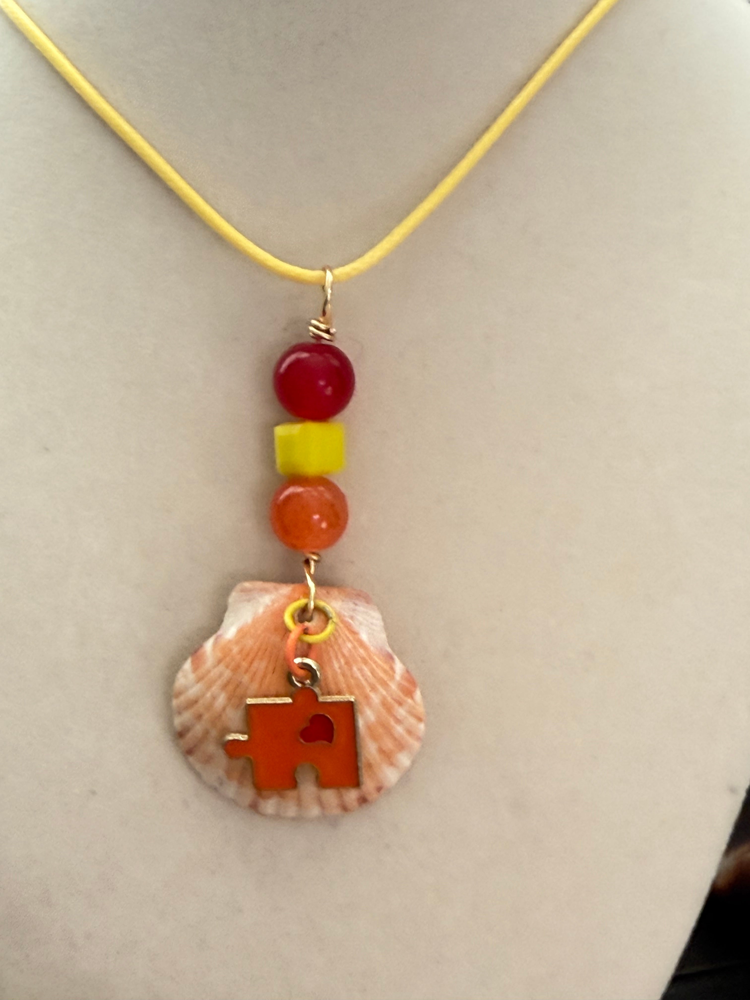 Sunny Spectrum Scallop Puzzle Charm Necklace