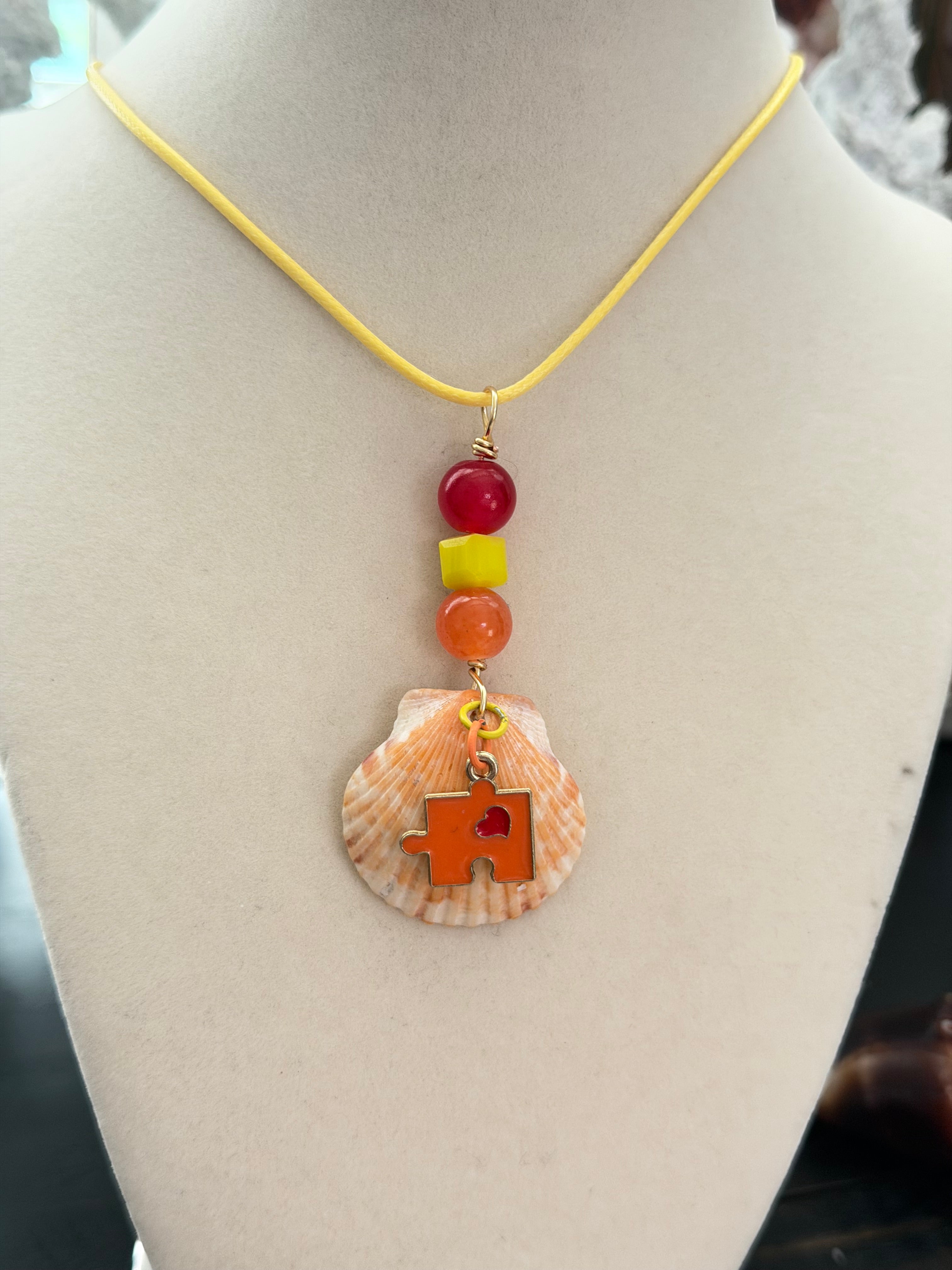 Sunny Spectrum Scallop Puzzle Charm Necklace