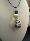 Playful Pandy Autism Awareness Calico Scallop Shell Necklace
