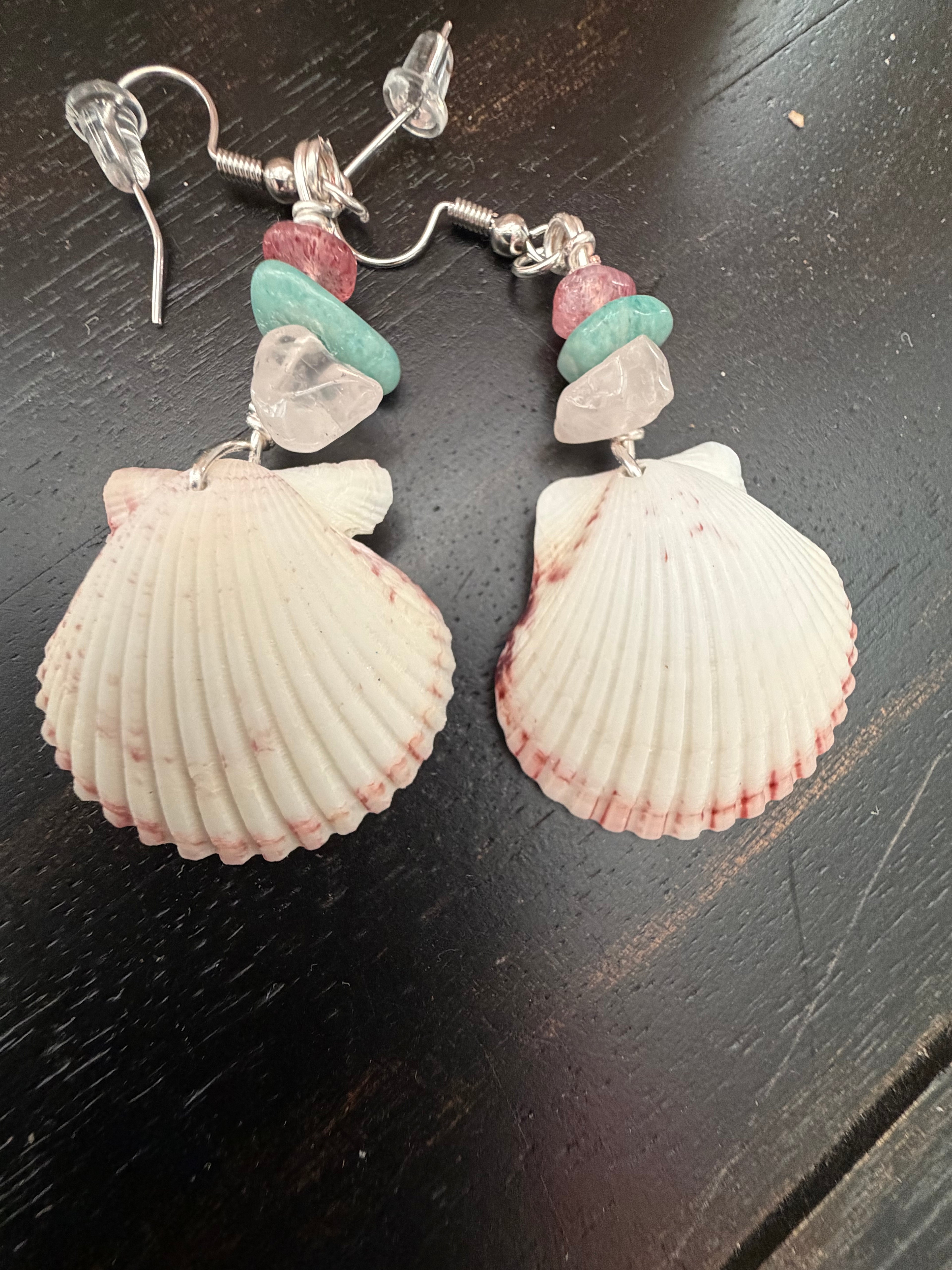 Shoreline Mist Shell & Sea Glass Earrings