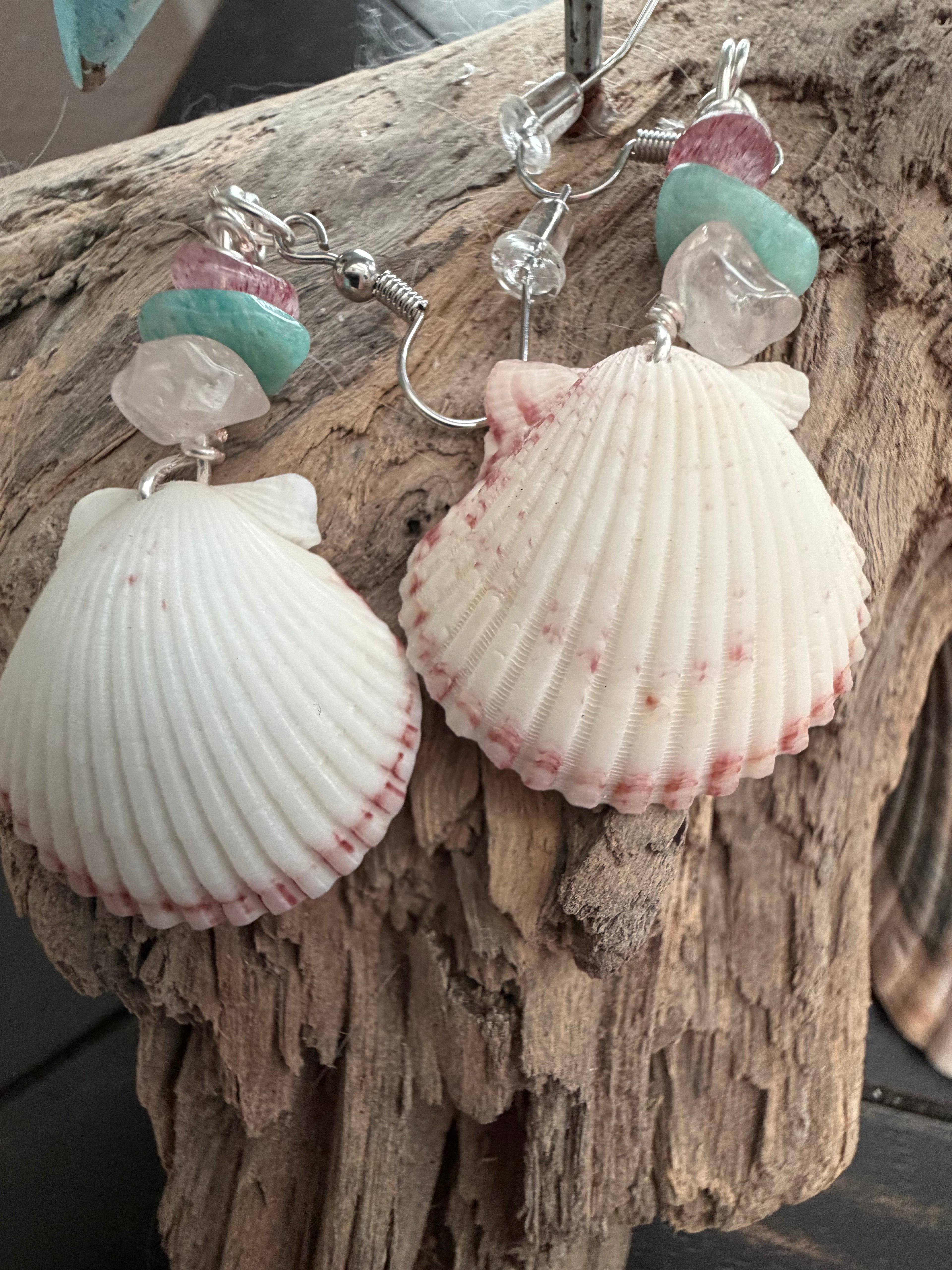 Shoreline Mist Shell & Sea Glass Earrings