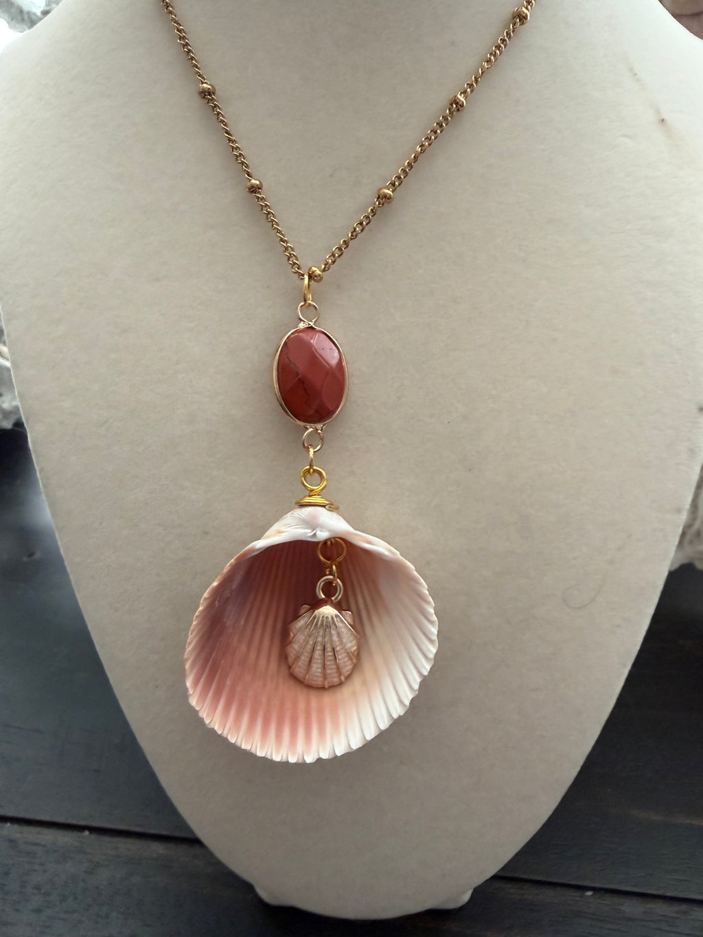 Blush Sunrise Reversable Shell Necklace