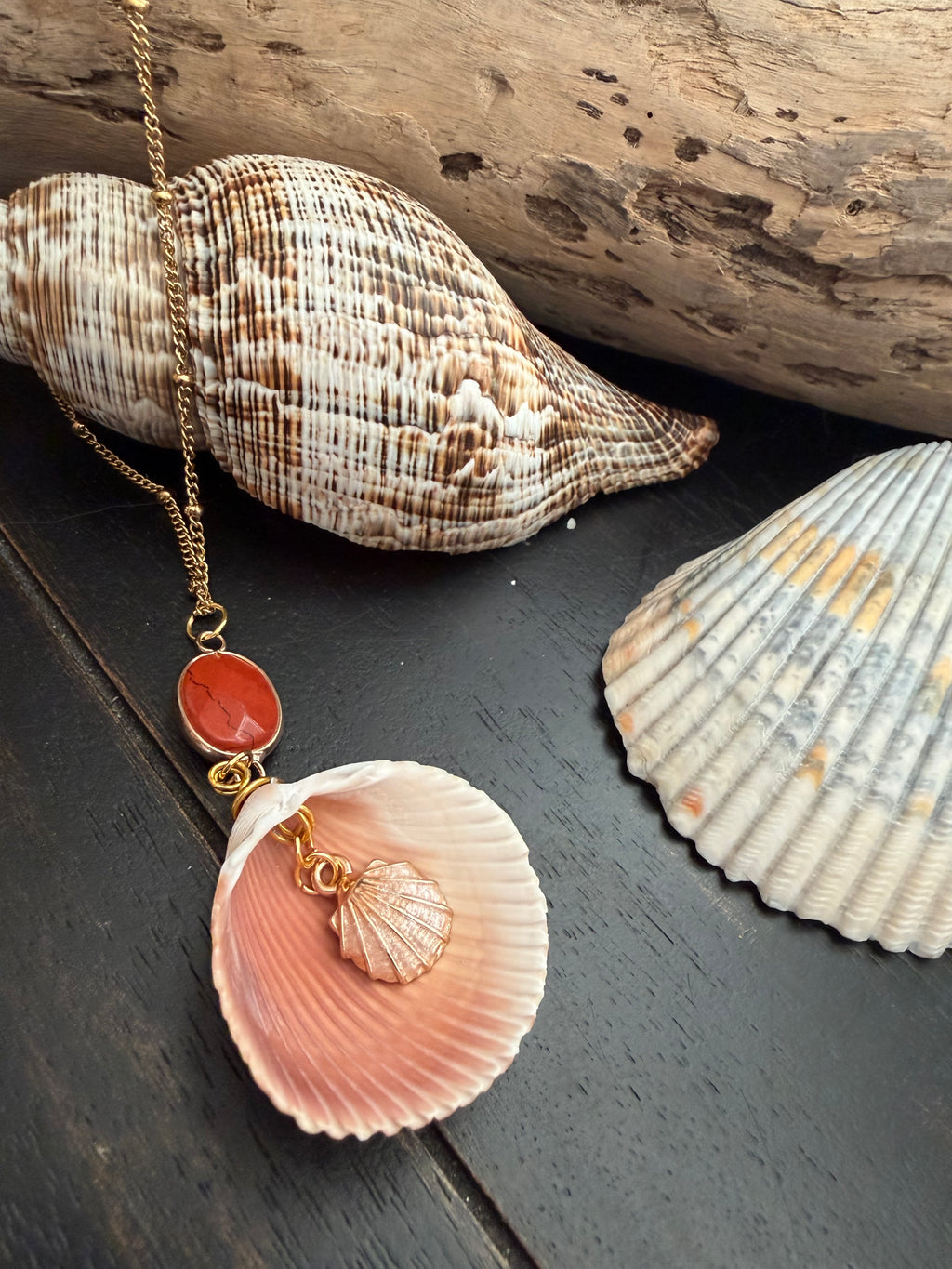 Blush Sunrise Reversable Shell Necklace
