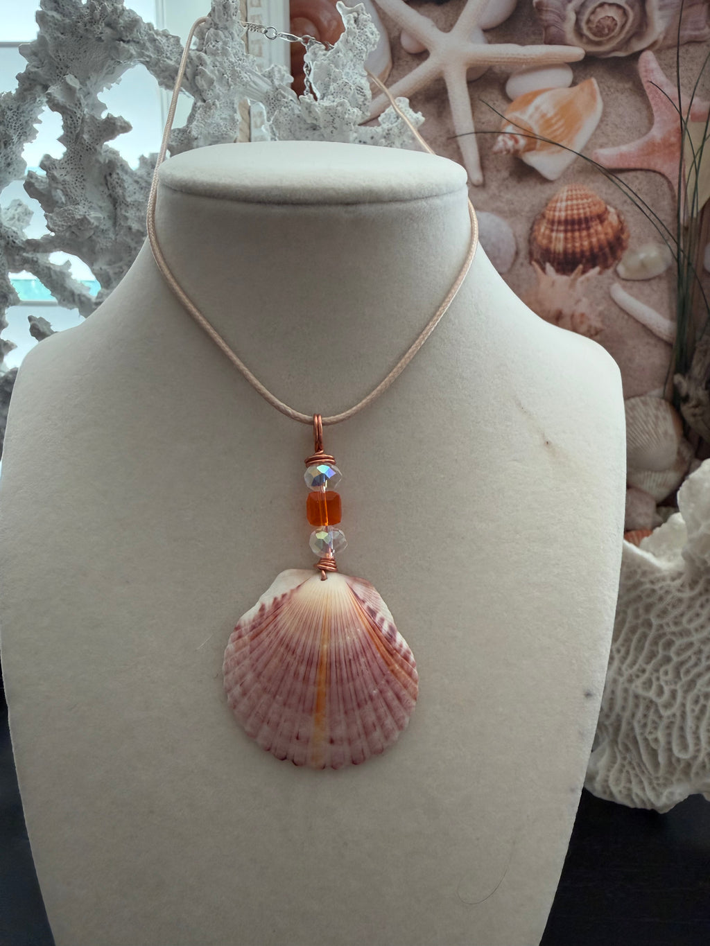 Peach Shimmer Scallop Necklace