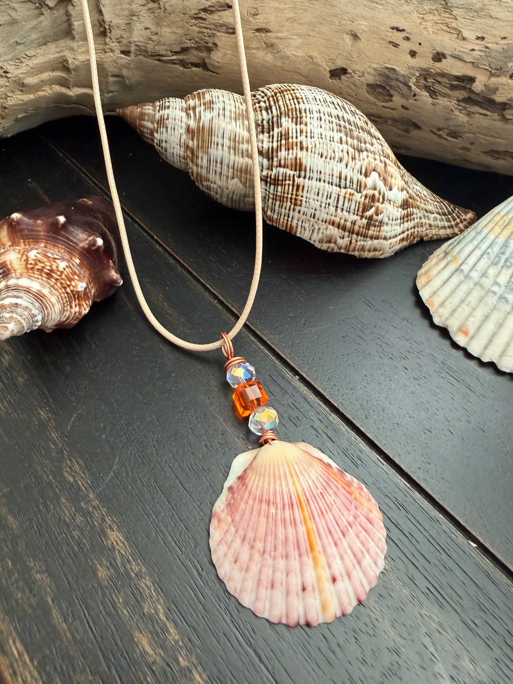Peach Shimmer Scallop Necklace