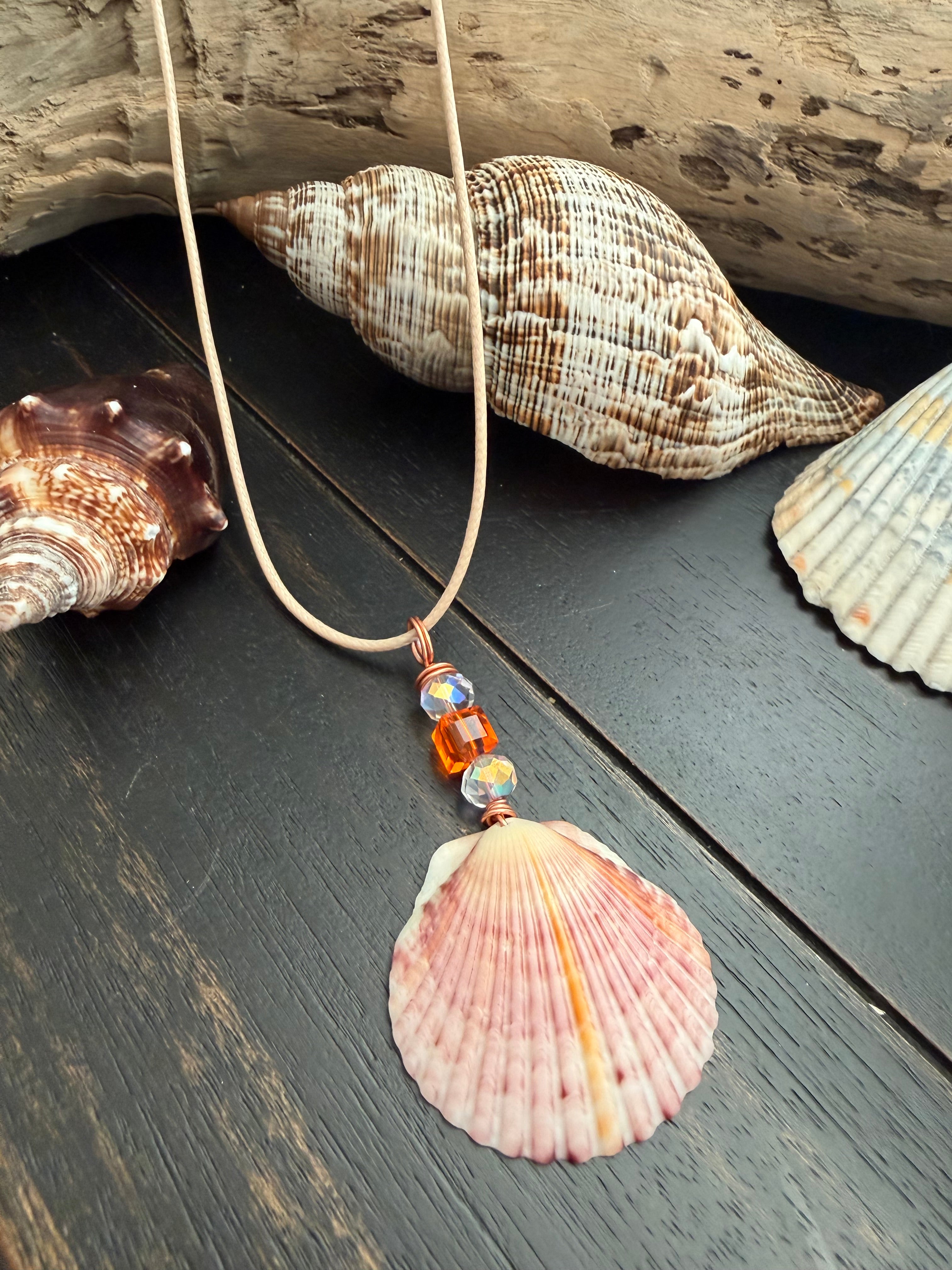 Peach Shimmer Scallop Necklace