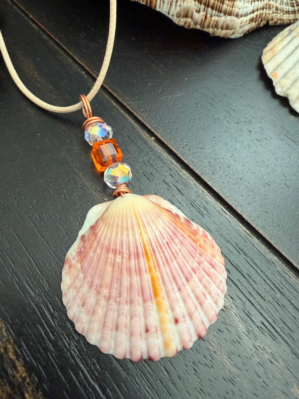 Peach Shimmer Scallop Necklace