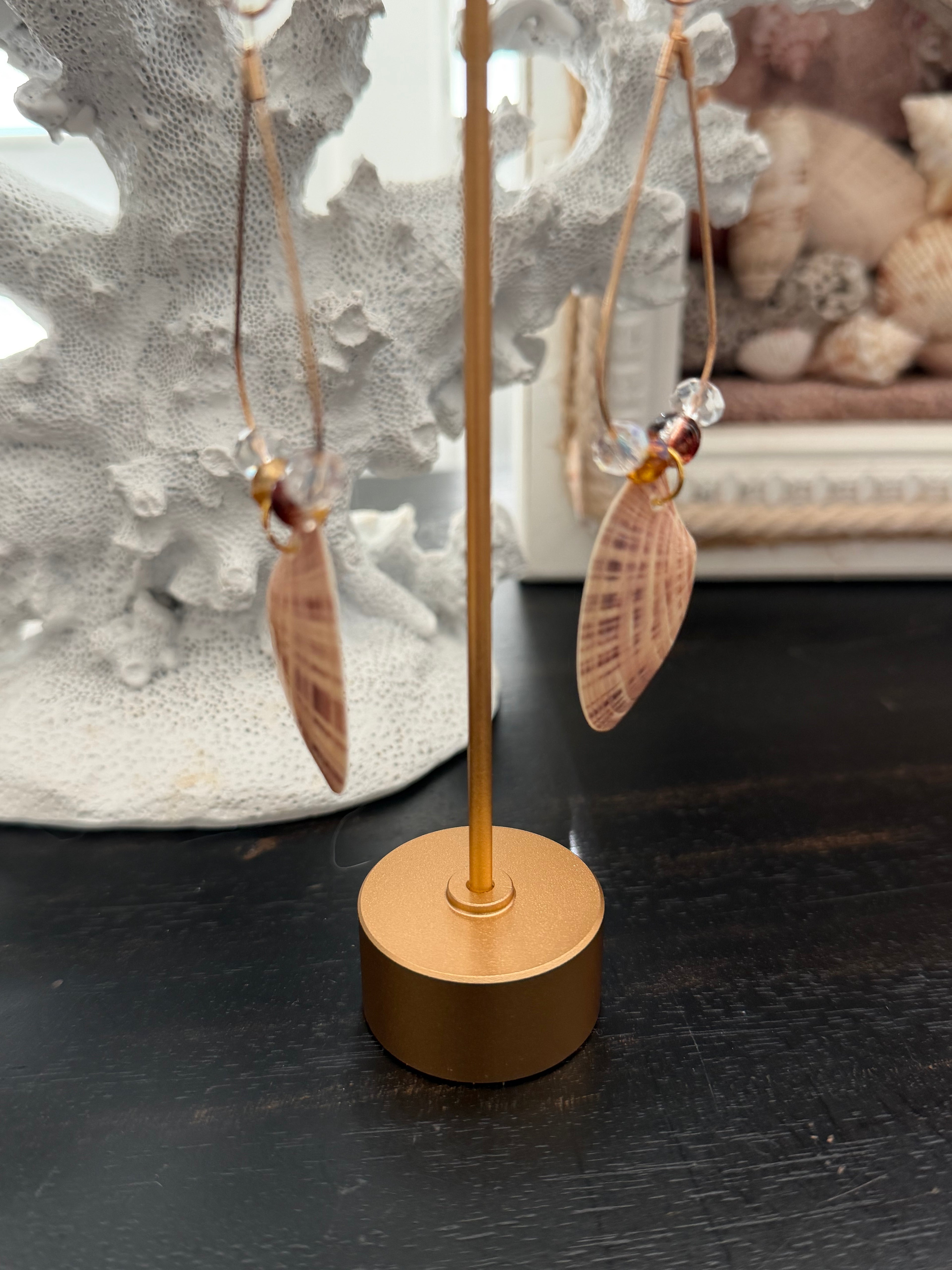 Beaded Tidal Drift Shell Earrings