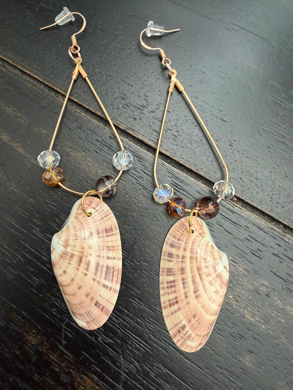 Beaded Tidal Drift Shell Earrings