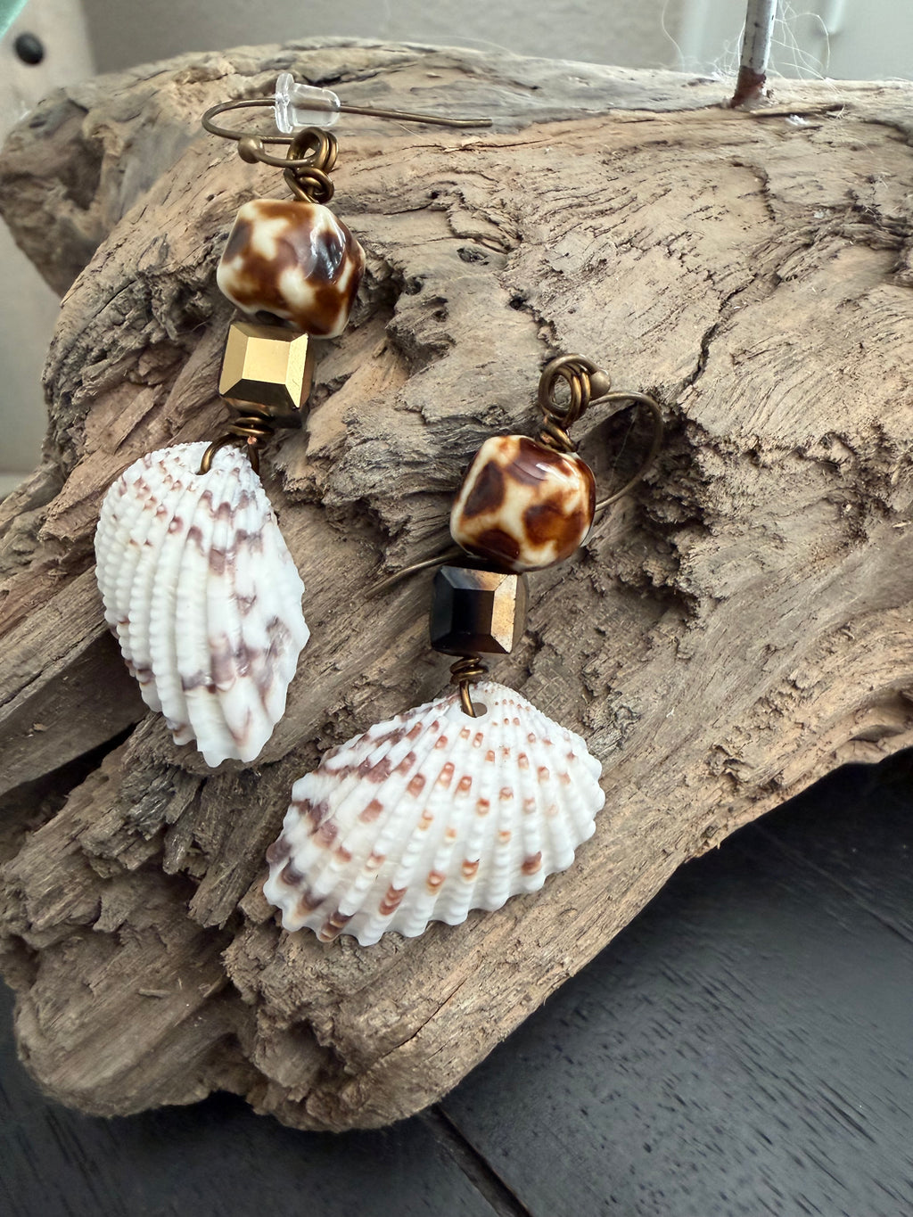 Cheetah Meets Ocean Shell Earrings