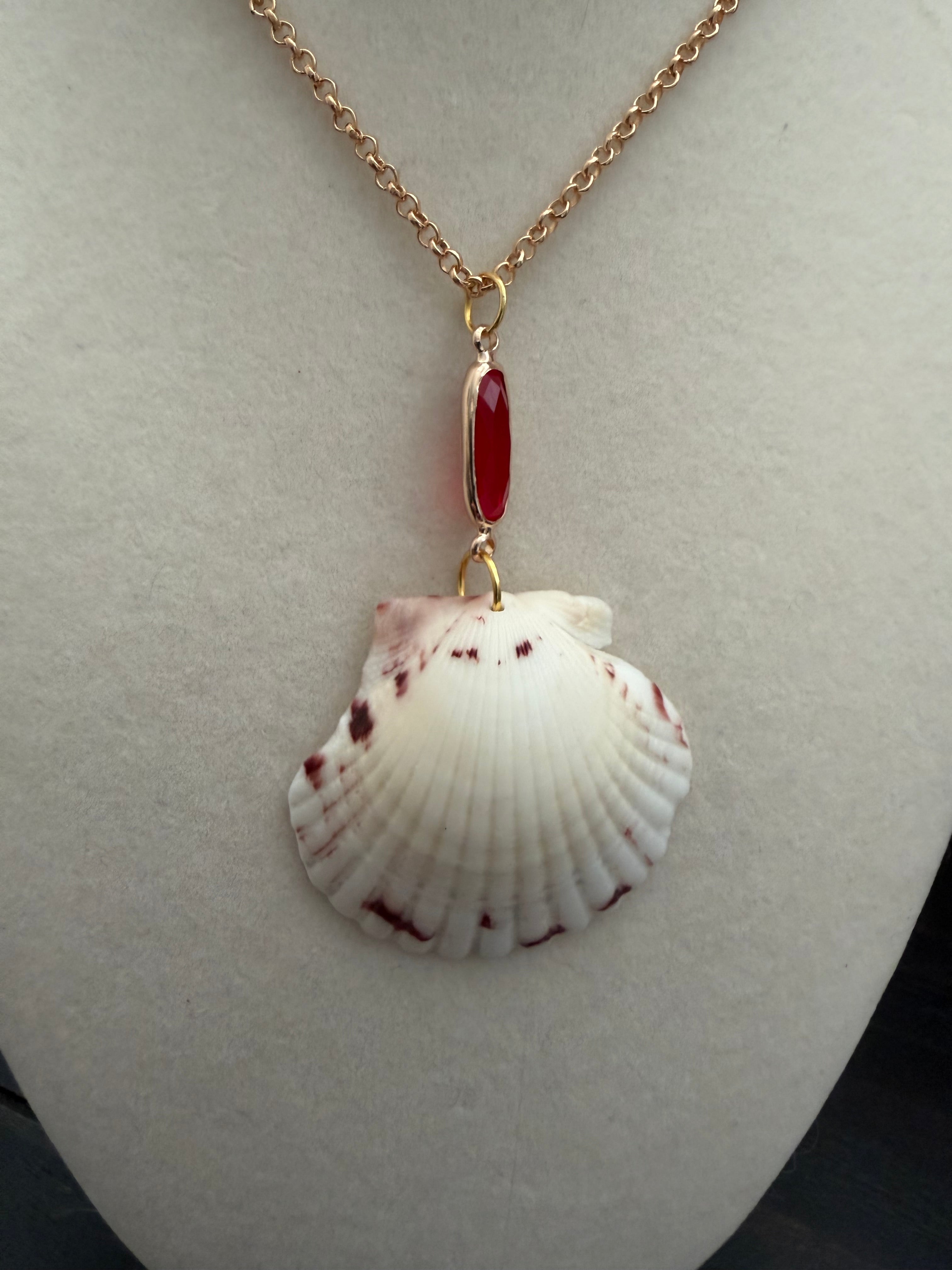 Red Marquise Shell Necklace