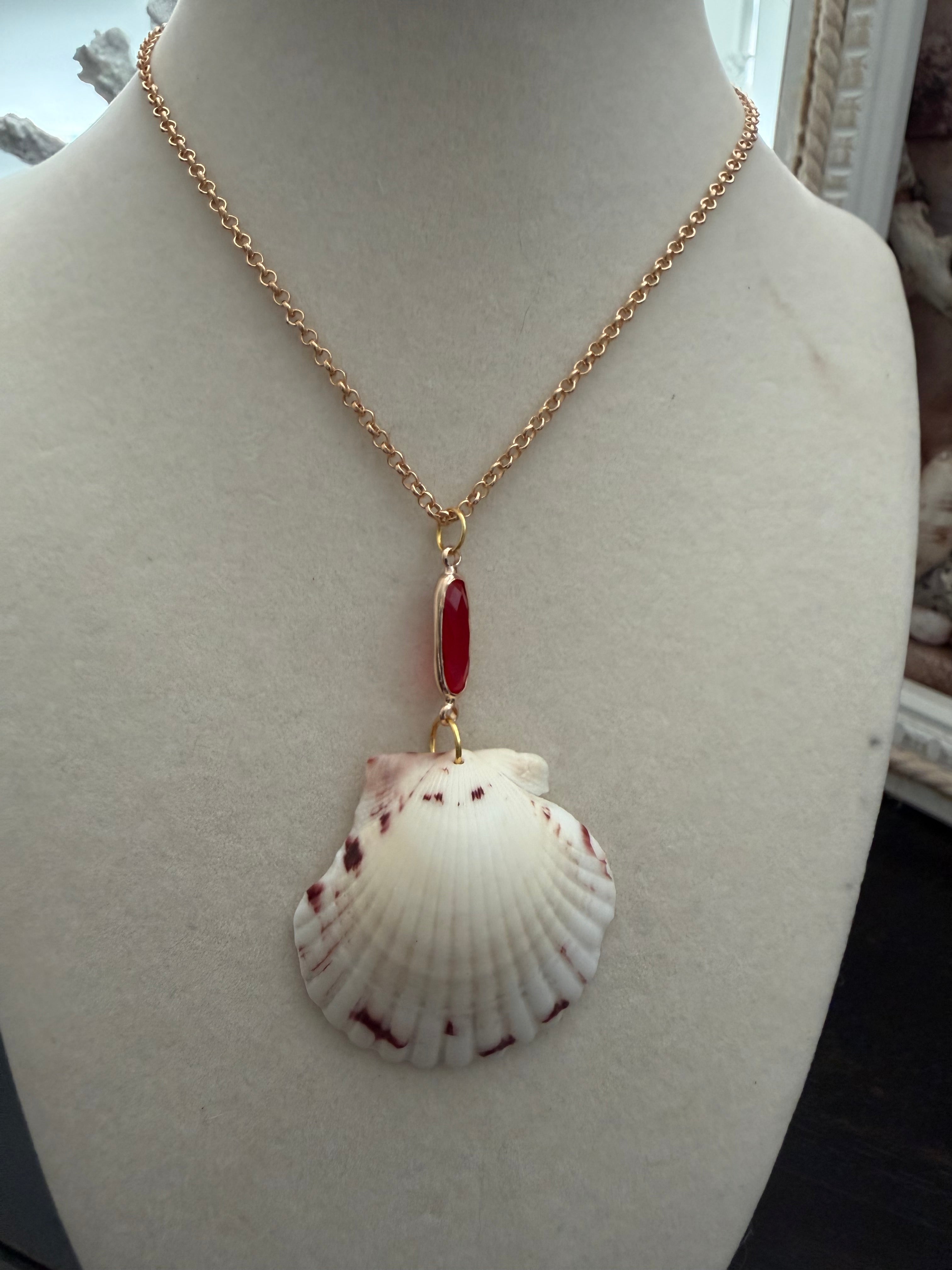 Red Marquise Shell Necklace