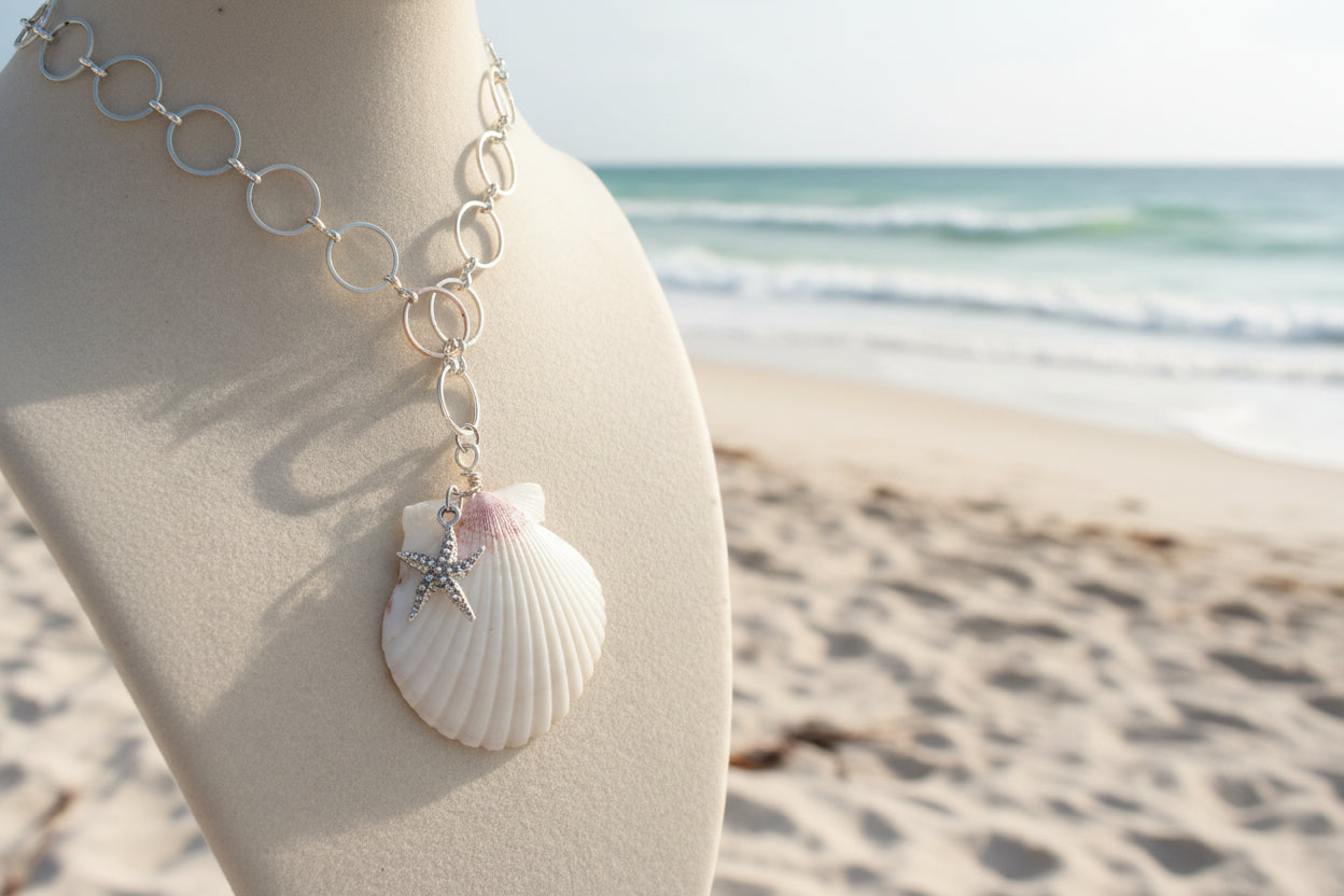 Silver Circle Starfish Necklace