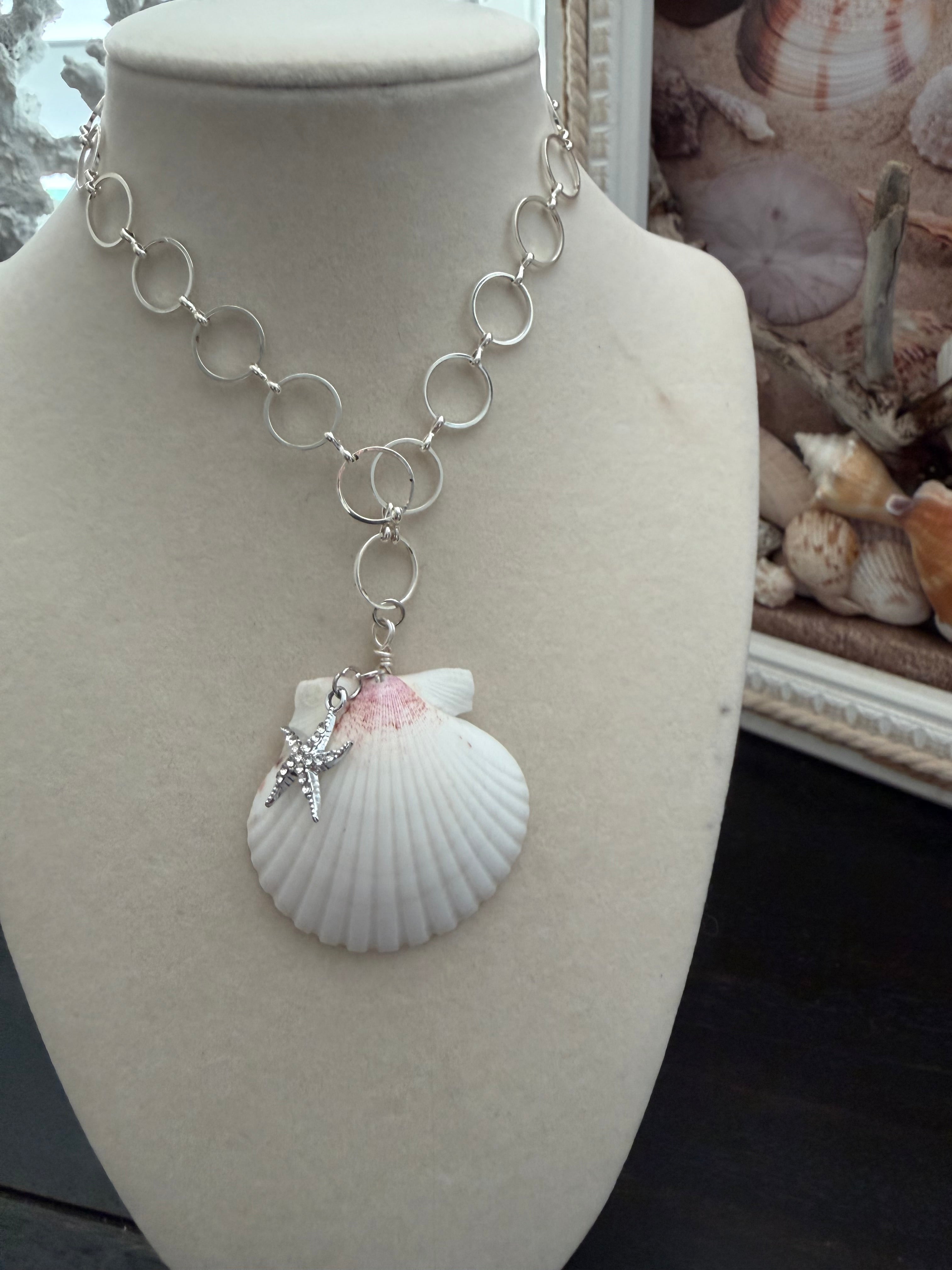 Silver Circle Starfish Necklace