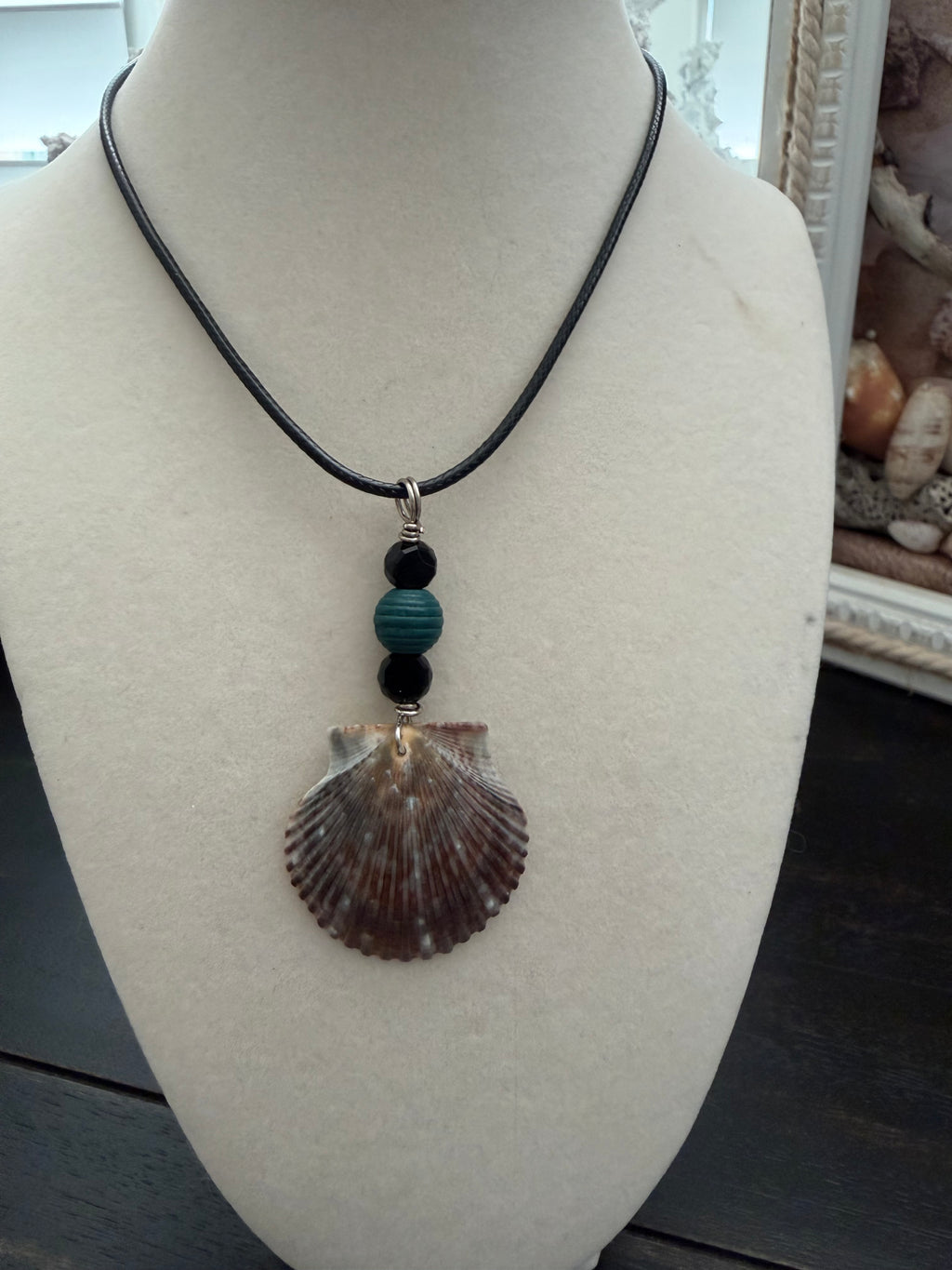 Stormy Turquoise Shore Scallop Necklace